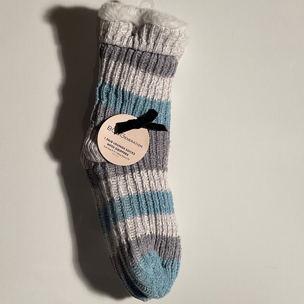 BCBGeneration Women's Striped Ankle Socks - Gray and Blue